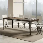 Tavolo da Cucina Allungabile in Legno e Ferro Antracite Made in Italy – Sassone Viadurini