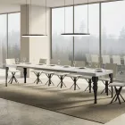 Tavolo da Cucina Allungabile in Legno e Ferro Antracite Made in Italy – Sassone Viadurini