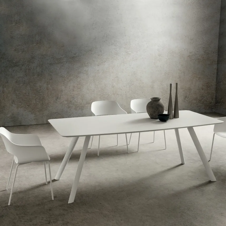Tavolo da Cucina con Piano a Botte in Fenix Made in Italy, di Lusso - Lingotto Viadurini