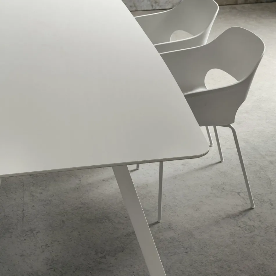 Tavolo da Cucina con Piano a Botte in Fenix Made in Italy, di Lusso - Lingotto Viadurini
