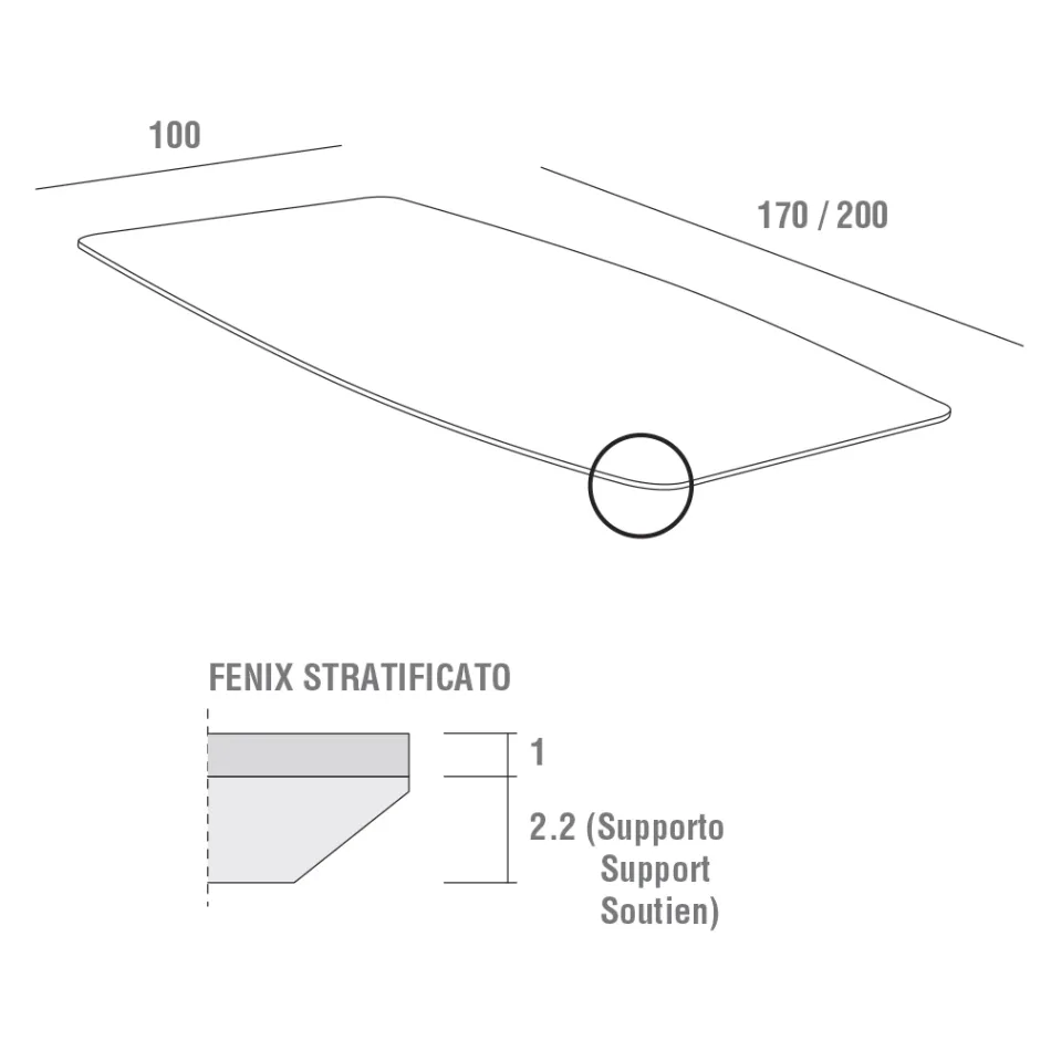 Tavolo da Cucina con Piano a Botte in Fenix Made in Italy, di Lusso - Lingotto Viadurini