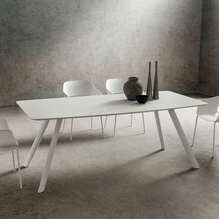 Tavolo da Cucina con Piano a Botte in Fenix Made in Italy, di Lusso - Lingotto Viadurini