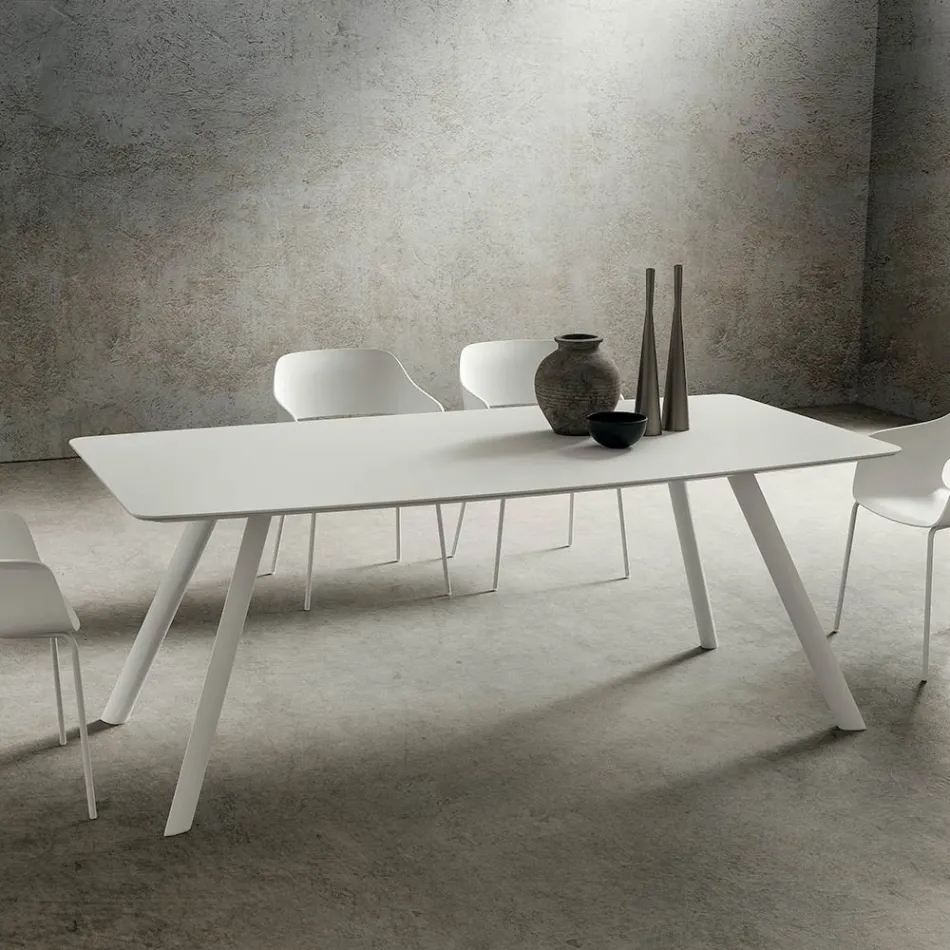 Tavolo da Cucina con Piano a Botte in Fenix Made in Italy, di Lusso - Lingotto Viadurini