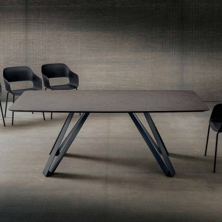 Tavolo da Cucina in Hpl con Base in Metallo Antracite Made in Italy - Aresto Viadurini