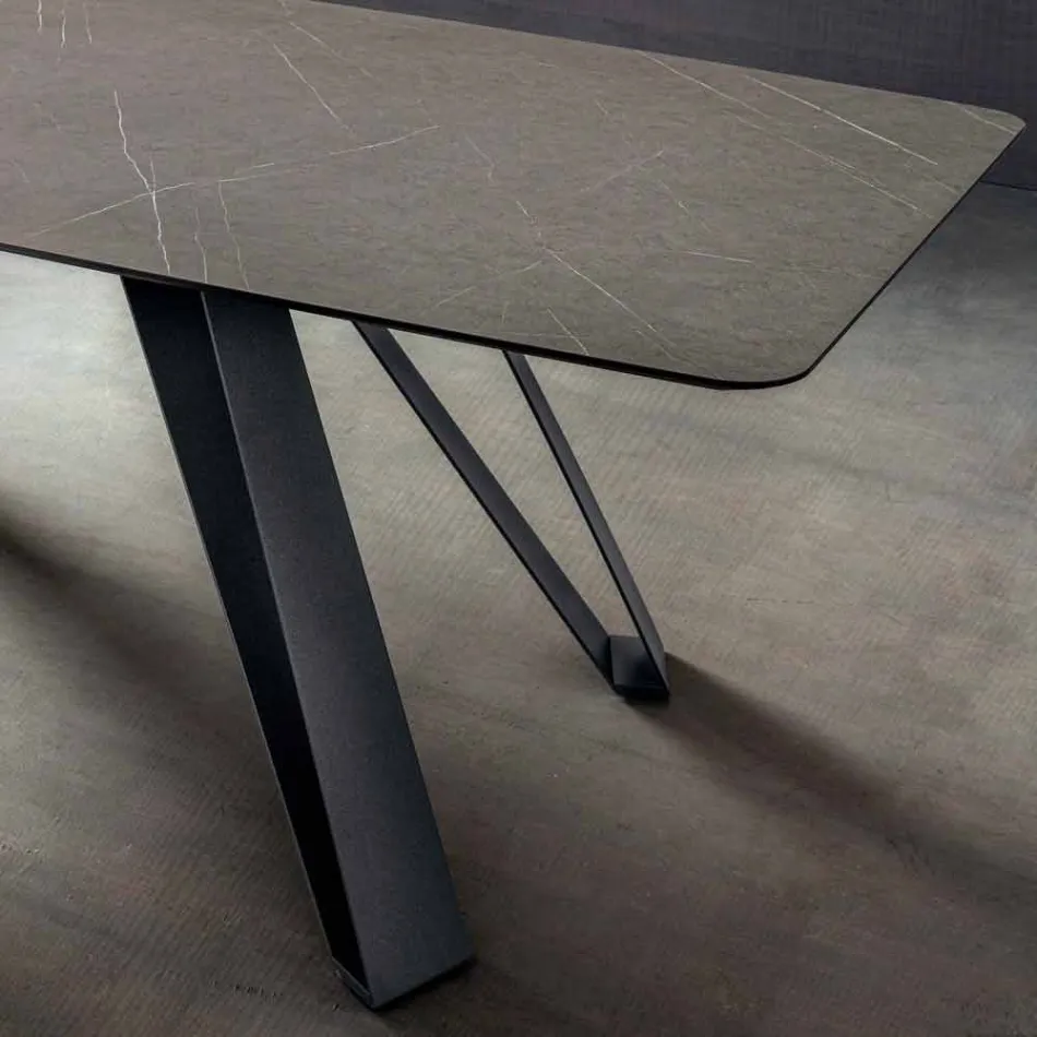 Tavolo da Cucina in Hpl con Base in Metallo Antracite Made in Italy - Aresto Viadurini