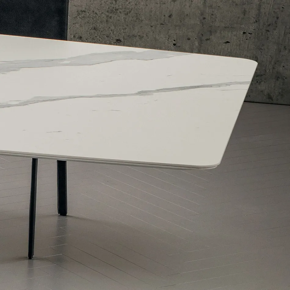 Tavolo da Cucina in Laminam con Struttura in Metallo Made in Italy - Carlino Viadurini