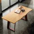 Tavolo da cucina in legno massellato e metallo made in Italy, Flora Viadurini