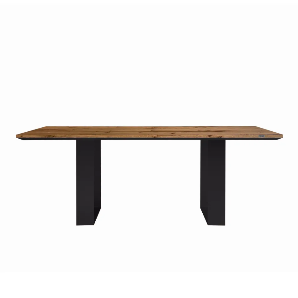 Tavolo da Cucina in Legno Massello e Gambe in Ferro Made in Italy - Pegasus Viadurini