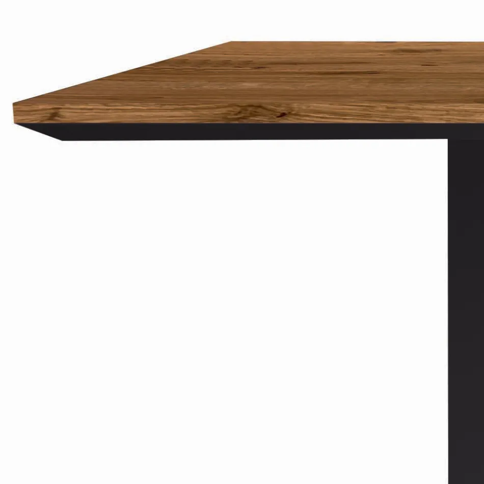 Tavolo da Cucina in Legno Massello e Gambe in Ferro Made in Italy - Pegasus Viadurini