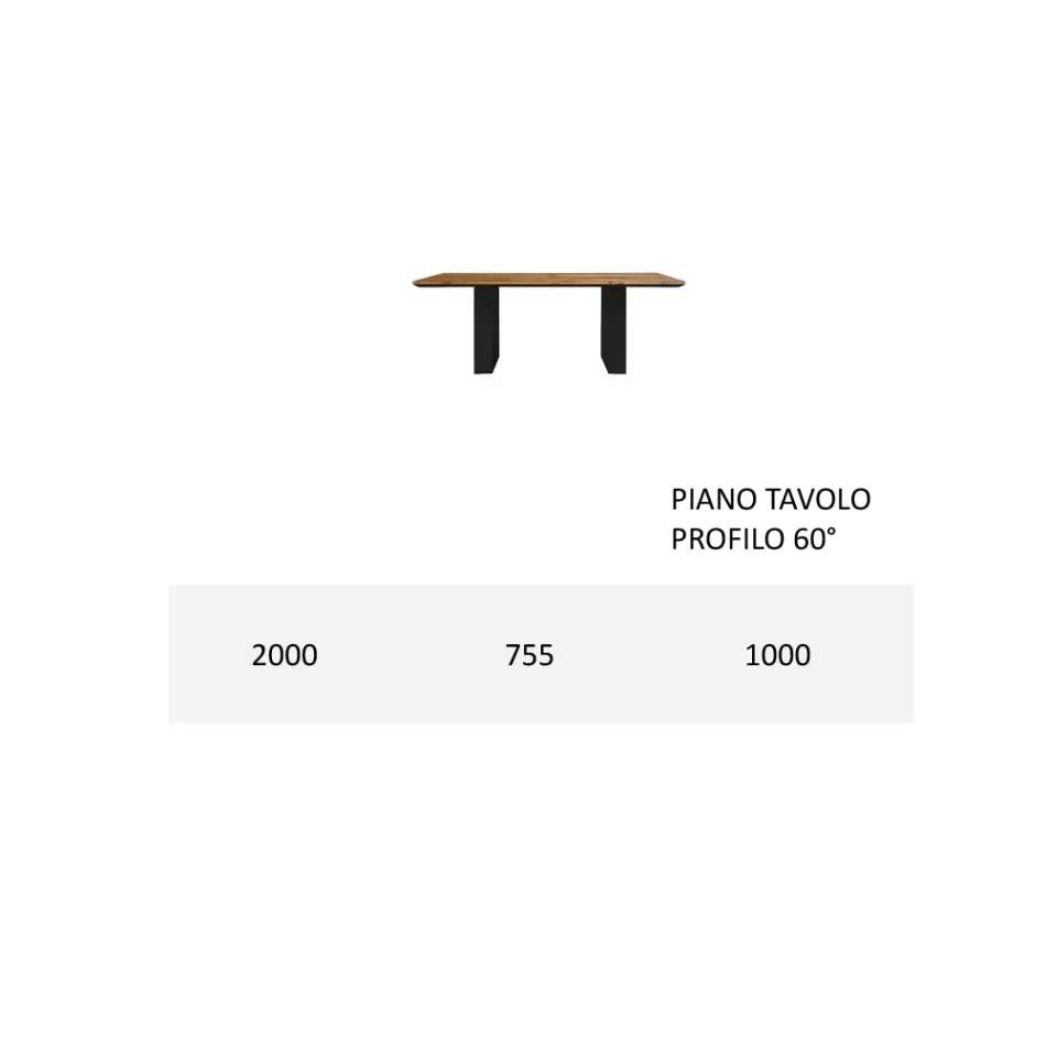 Tavolo da Cucina in Legno Massello e Gambe in Ferro Made in Italy - Pegasus Viadurini