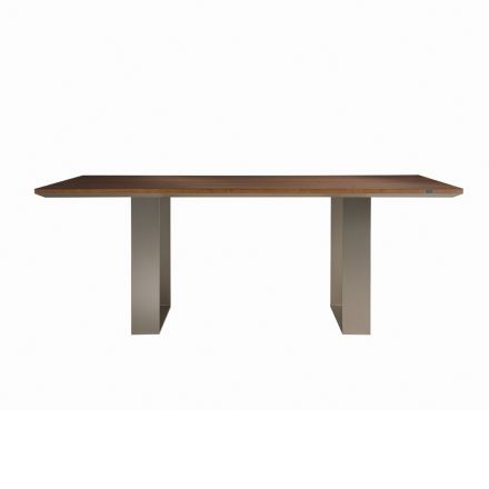 Tavolo da Cucina in Legno Massello e Gambe in Ferro Made in Italy - Pegasus Viadurini