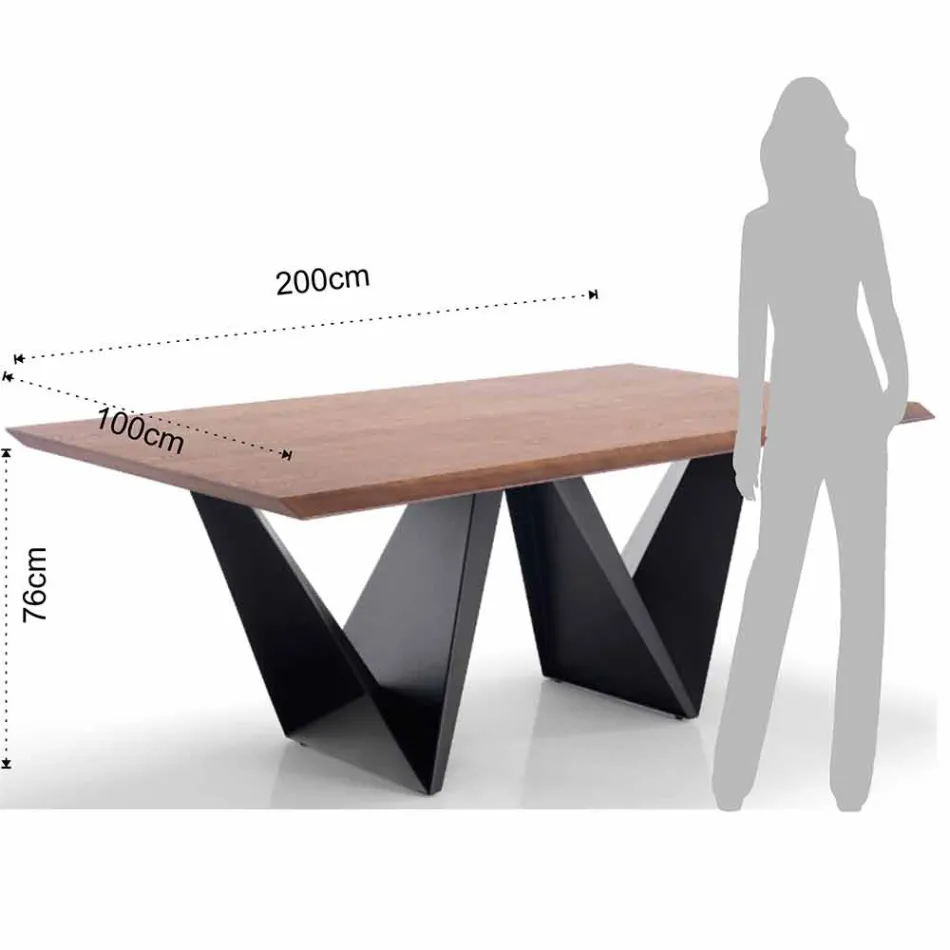 Tavolo da Cucina in Mdf e Metallo di Design Moderno, Helene Viadurini