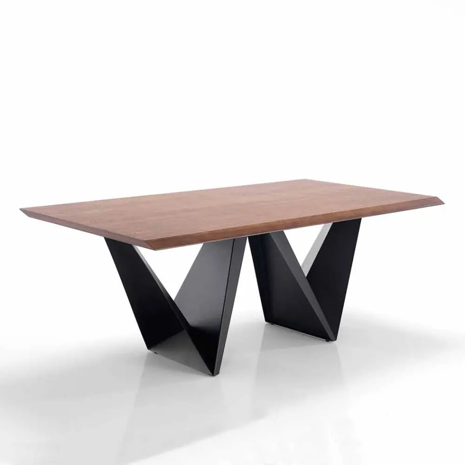 Tavolo da Cucina in Mdf e Metallo di Design Moderno, Helene Viadurini