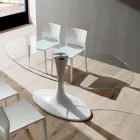 Tavolo da Cucina in Vetro Temperato e Marmo Made in Italy, di Lusso - Brontolo Viadurini