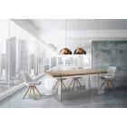 Tavolo da Cucina Moderno con Piano in Mdf e Base in Vetro, Joey Viadurini