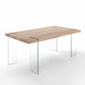 Tavolo da Cucina Moderno con Piano in Mdf e Base in Vetro - Joey