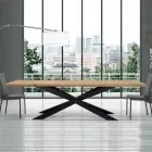 Tavolo da Cucina Moderno in Legno impiallacciato e Acciaio Made in Italy – Grotta Viadurini