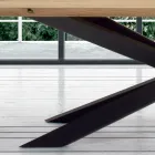 Tavolo da Cucina Moderno in Legno impiallacciato e Acciaio Made in Italy – Grotta Viadurini