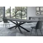 Tavolo da Cucina Moderno in Legno impiallacciato e Acciaio Made in Italy – Grotta Viadurini