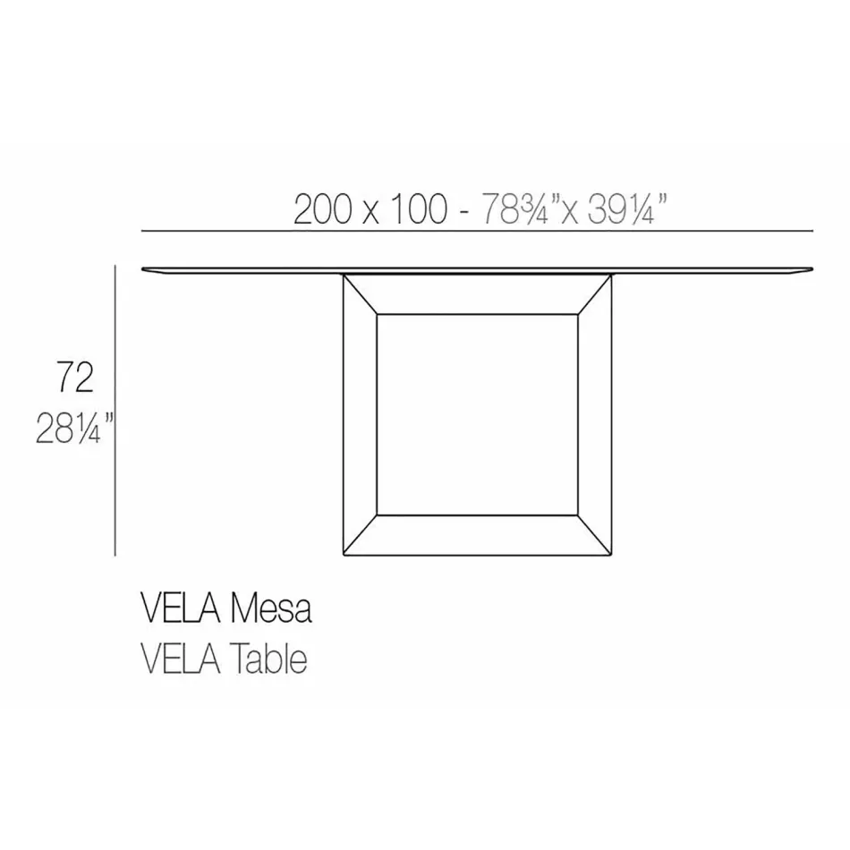 Tavolo da esterno 200x100 cm Vela by Vondom, in resina di polietilene Viadurini