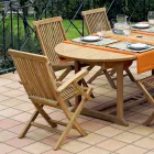 Tavolo da Esterno con 2 Poltroncine e 4 Sedie in Teak - Yggdrasil Viadurini