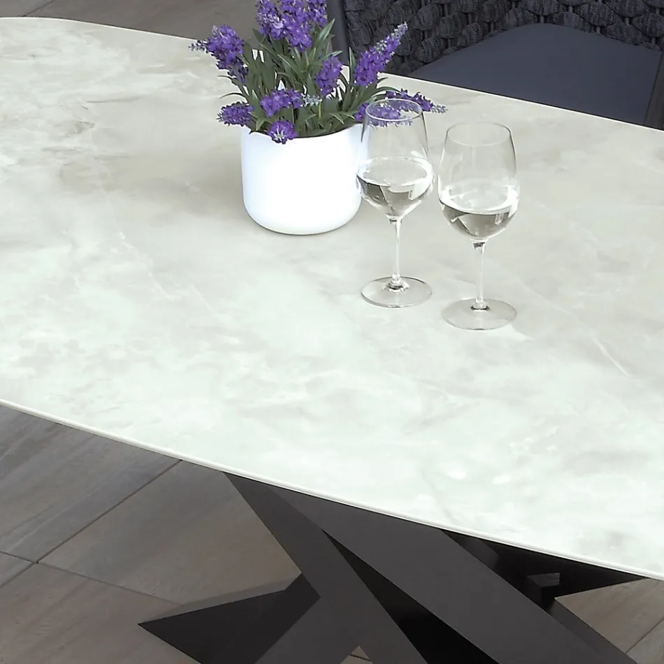 Tavolo da Esterno con Base in Alluminio e Piano in HPL Stratificato 12mm - Zefiro Viadurini