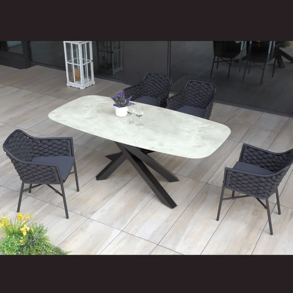 Tavolo da Esterno con Base in Alluminio e Piano in HPL Stratificato 12mm - Zefiro Viadurini
