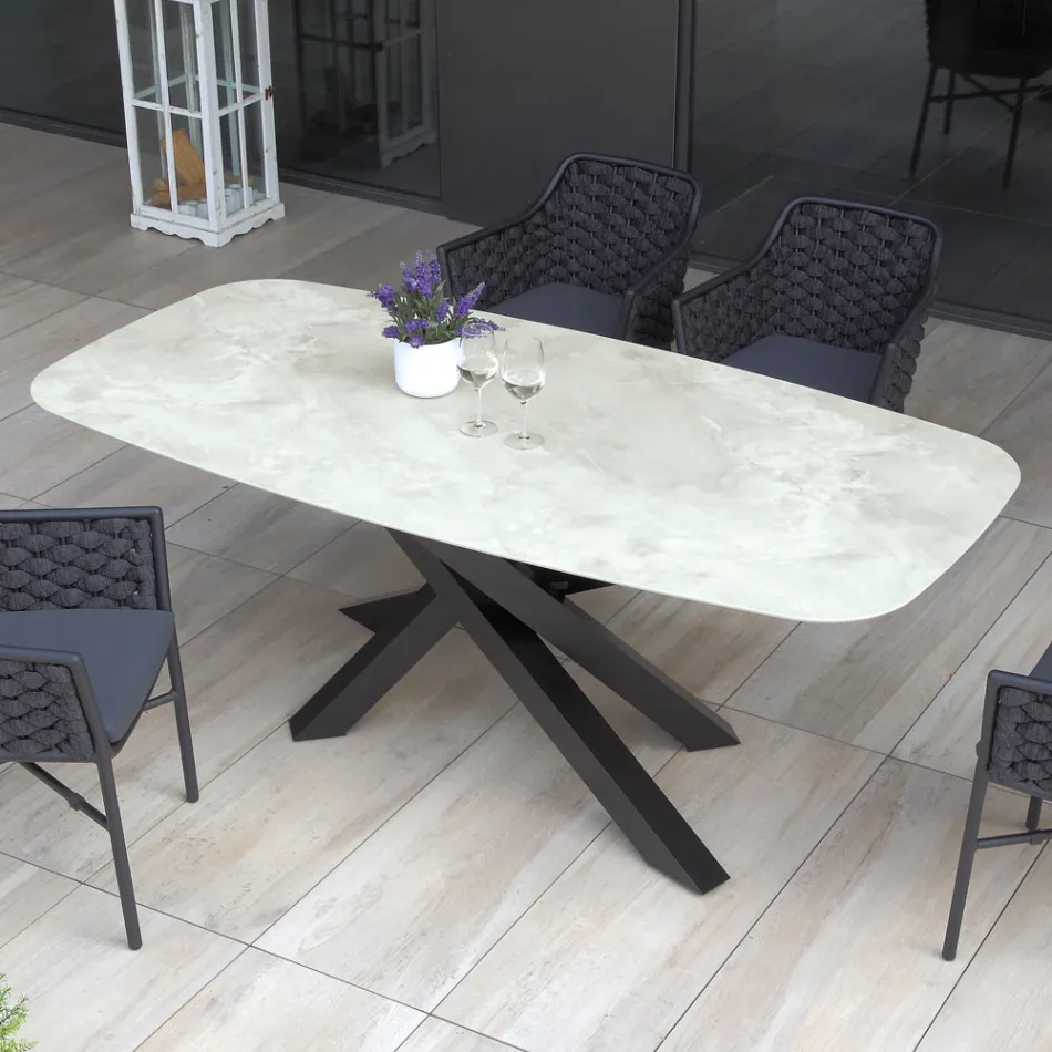 Tavolo da Esterno con Base in Alluminio e Piano in HPL Stratificato 12mm - Zefiro Viadurini