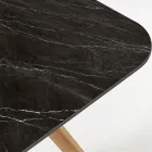 Tavolo da Esterno con Base in Legno e Piano in Ceramica Nero Marquinia - Infinity Viadurini