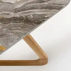 Tavolo da Esterno con Base in Legno e Piano in Ceramica Orobico Luxe - Infinity Viadurini