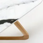 Tavolo da Esterno con Base in Legno e Piano in Ceramica Panda White - Infinity Viadurini