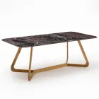 Tavolo da Esterno con Base in Legno e Piano in Ceramica Rosso Domus - Infinity Viadurini