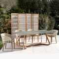 Tavolo da Esterno con Base in Legno e Piano in Ceramica Royal Peacock - Infinity