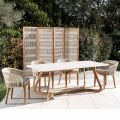 Tavolo da Esterno con Base in Legno e Piano in Ceramica Terrazzo White - Infinity