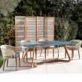 Tavolo da Esterno con Base in Legno e Piano in Ceramica Thunderstorm - Infinity