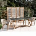 Tavolo da Esterno con Base in Legno e Piano in Ceramica Verde France - Infinity