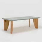Tavolo da Esterno in Okumè Finitura Microcemento e Teak Made in Italy - Pencil Viadurini