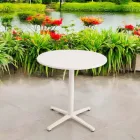 Tavolo da Esterno Rotondo Diametro 75 cm in Alluminio Beige - Brisea Viadurini