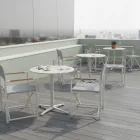 Tavolo da Esterno Rotondo Diametro 75 cm in Alluminio Beige - Brisea Viadurini