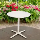 Tavolo da Esterno Rotondo Diametro 75 cm in Alluminio Beige - Brisea Viadurini