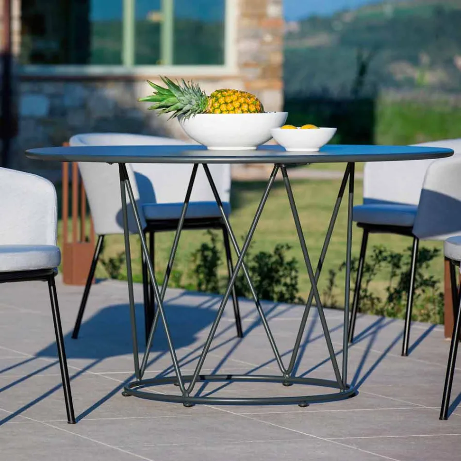 Tavolo da Esterno Rotondo Moderno in Metallo Verniciato Made in Italy - Ibra Viadurini