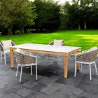 Tavolo da Giardino con 4 Sedie in Alluminio e Intreccio - Artes Viadurini