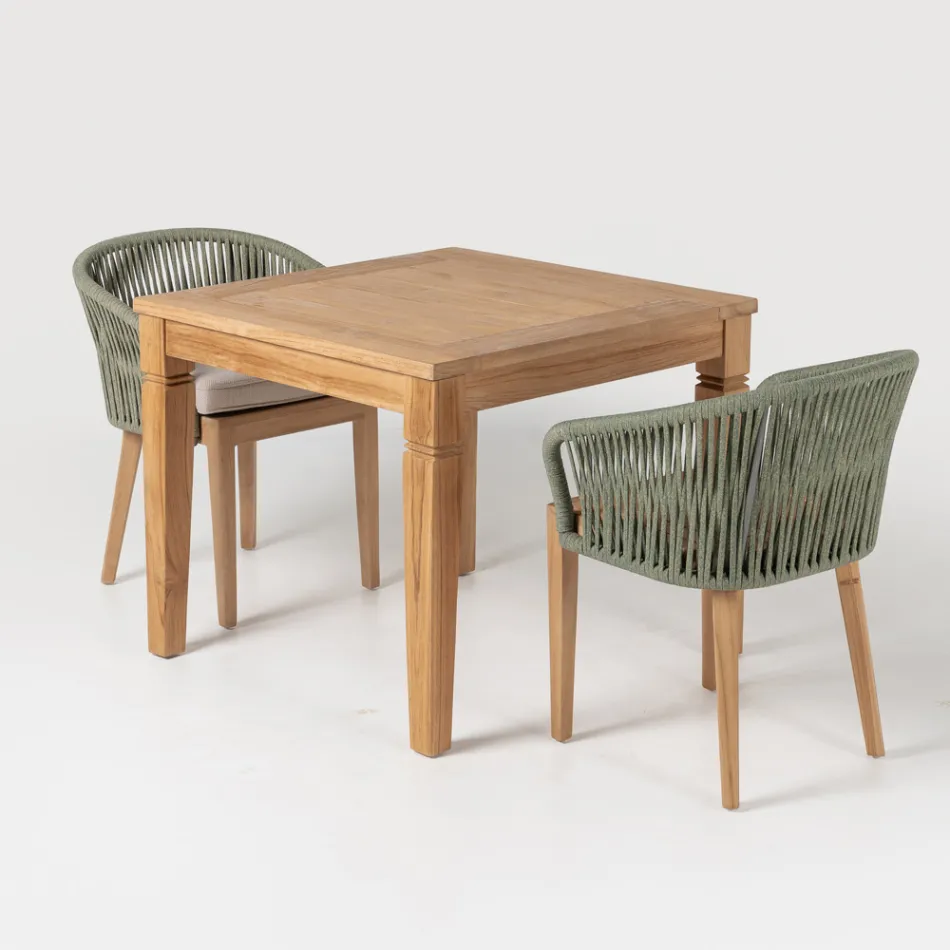 Tavolo da Giardino con Struttura in Teak Naturale Spazzolato - Artes Viadurini