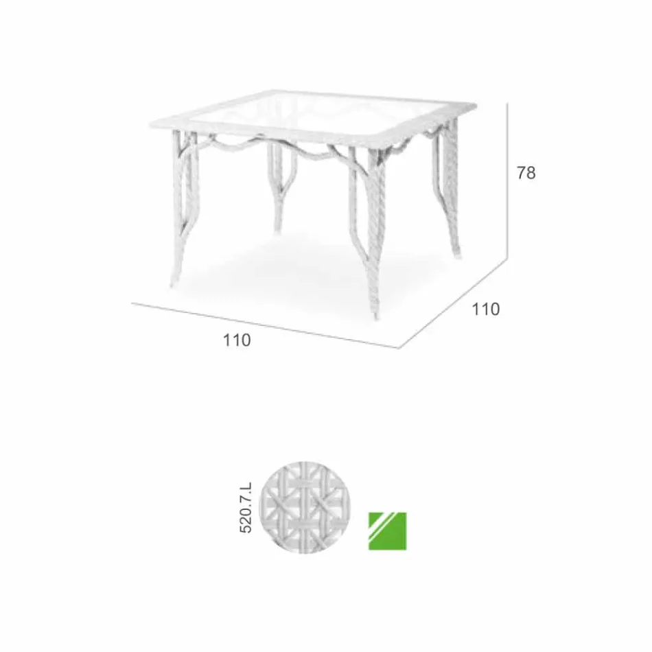 Tavolo da giardino di design con piano in vetro Romeo, fatto a mano Viadurini