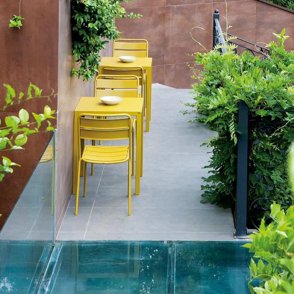 Tavolo da Giardino in Acciaio Zincato Rettangolare Made in Italy - Azul Viadurini