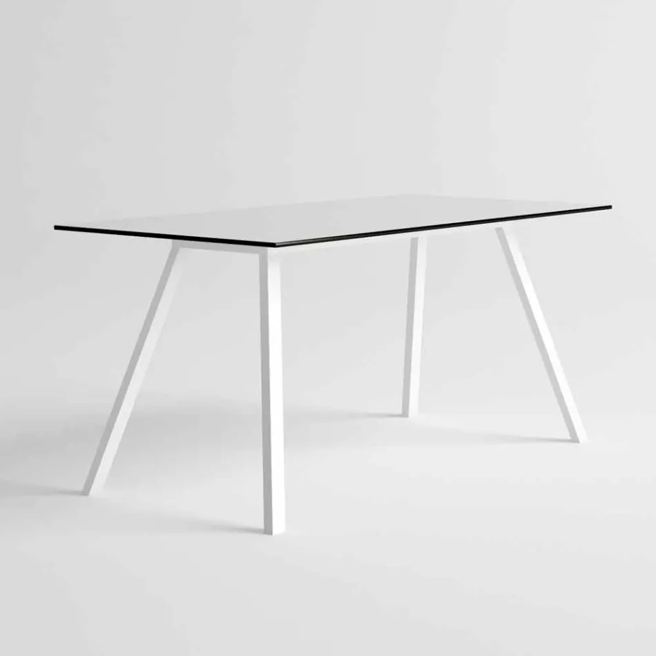 Tavolo da Giardino in Alluminio Bianco e Laminato Design Moderno - Oceania2 Viadurini