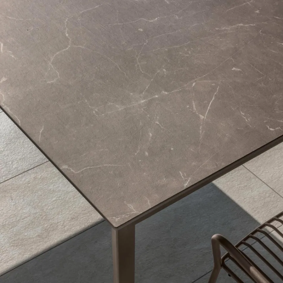 Tavolo da Giardino in HPL con Struttura in Alluminio Made in Italy - Carl Viadurini