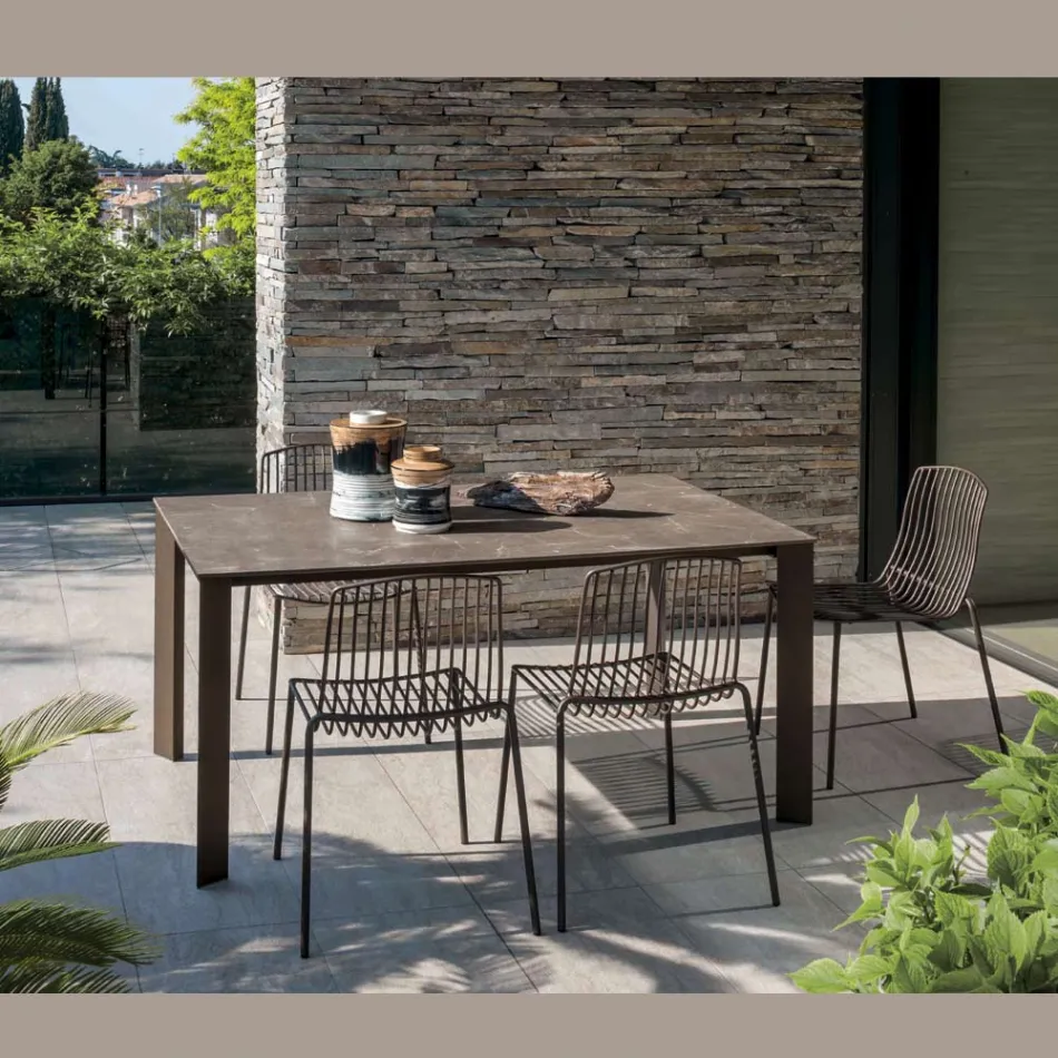 Tavolo da Giardino in HPL con Struttura in Alluminio Made in Italy - Carl Viadurini