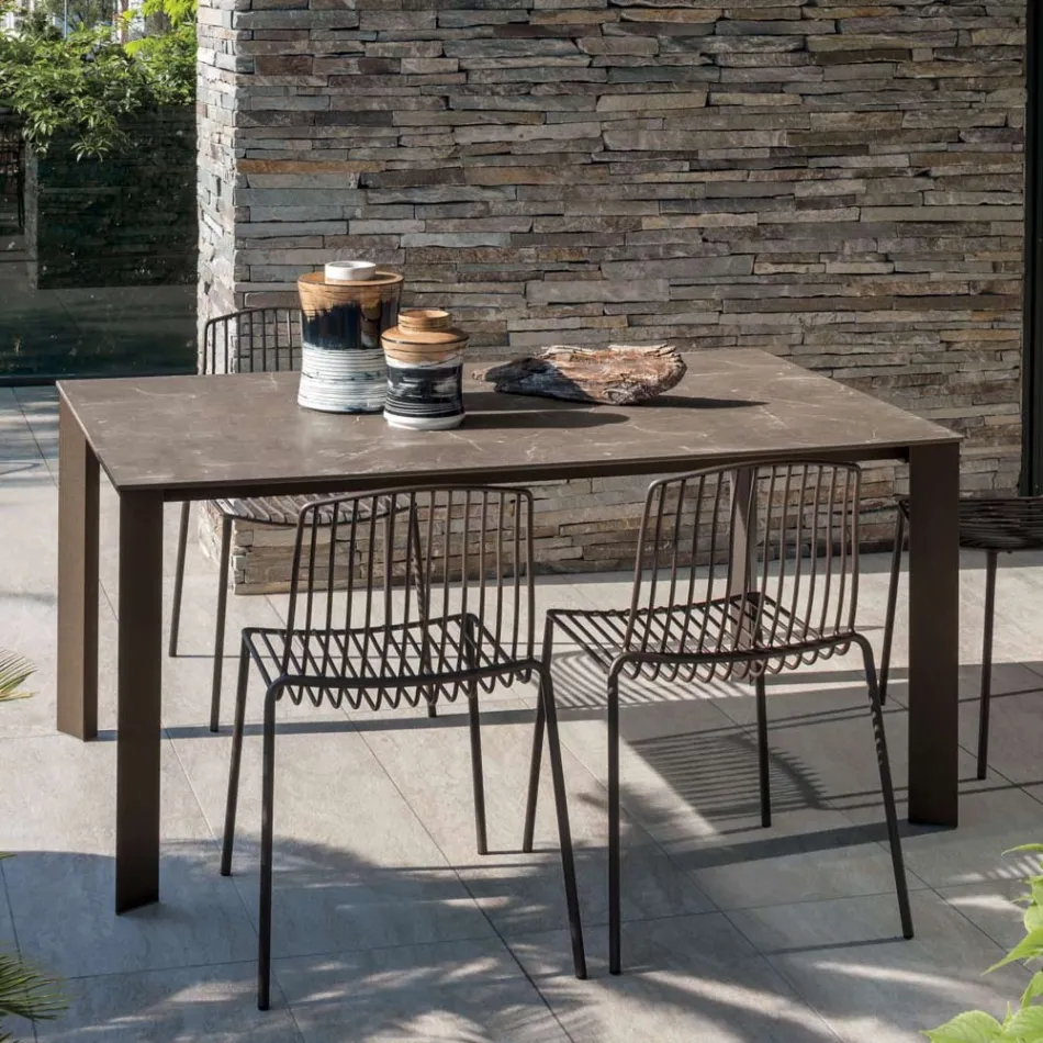 Tavolo da Giardino in HPL con Struttura in Alluminio Made in Italy - Carl Viadurini