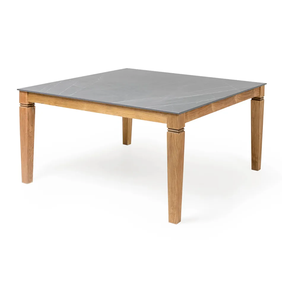 Tavolo da Giardino in Teak Naturale e Piano in Ceramica - Artes Viadurini
